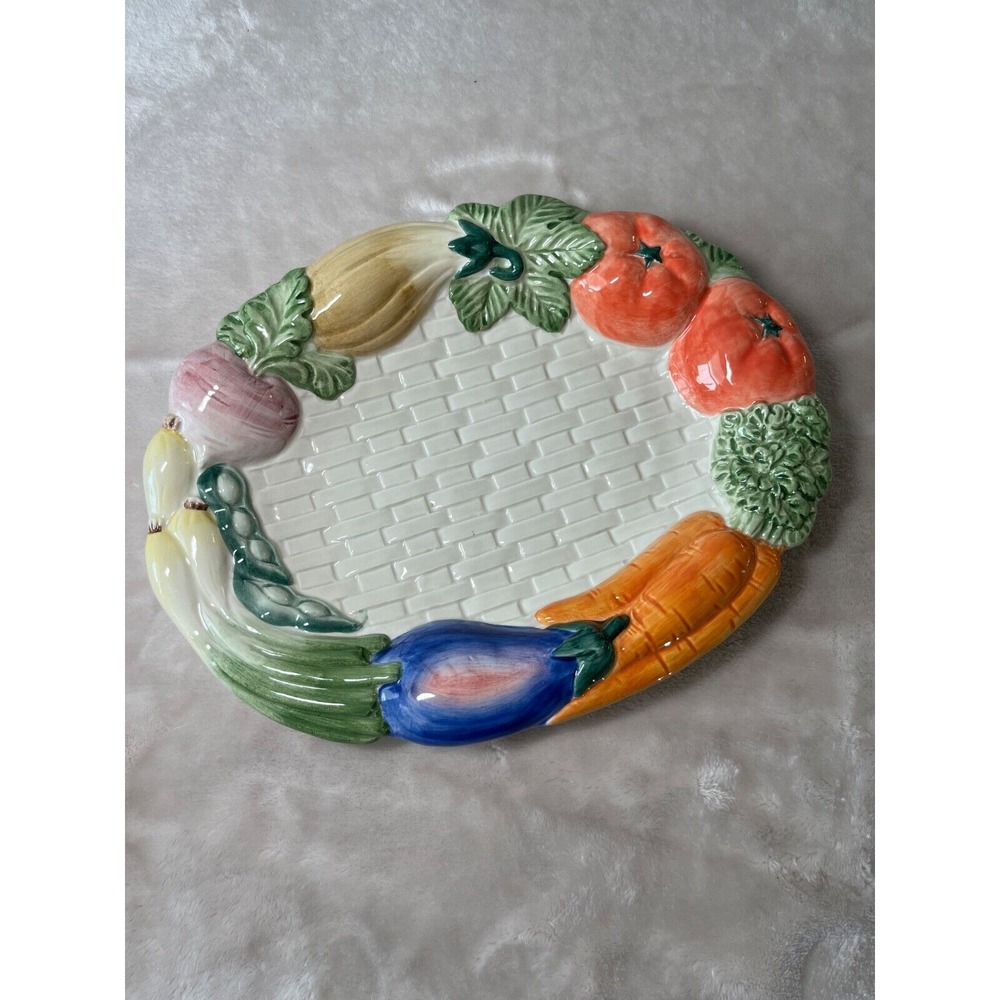 Fitz & Floyd Kitchen 1991 Harvest Canape Serving Tray‎ Vegetables